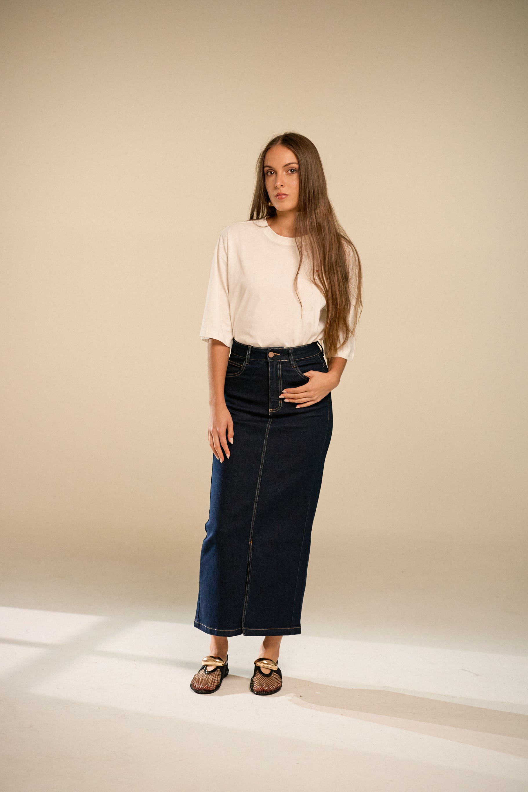 Sat Eras Dark Blue Denim Skirt