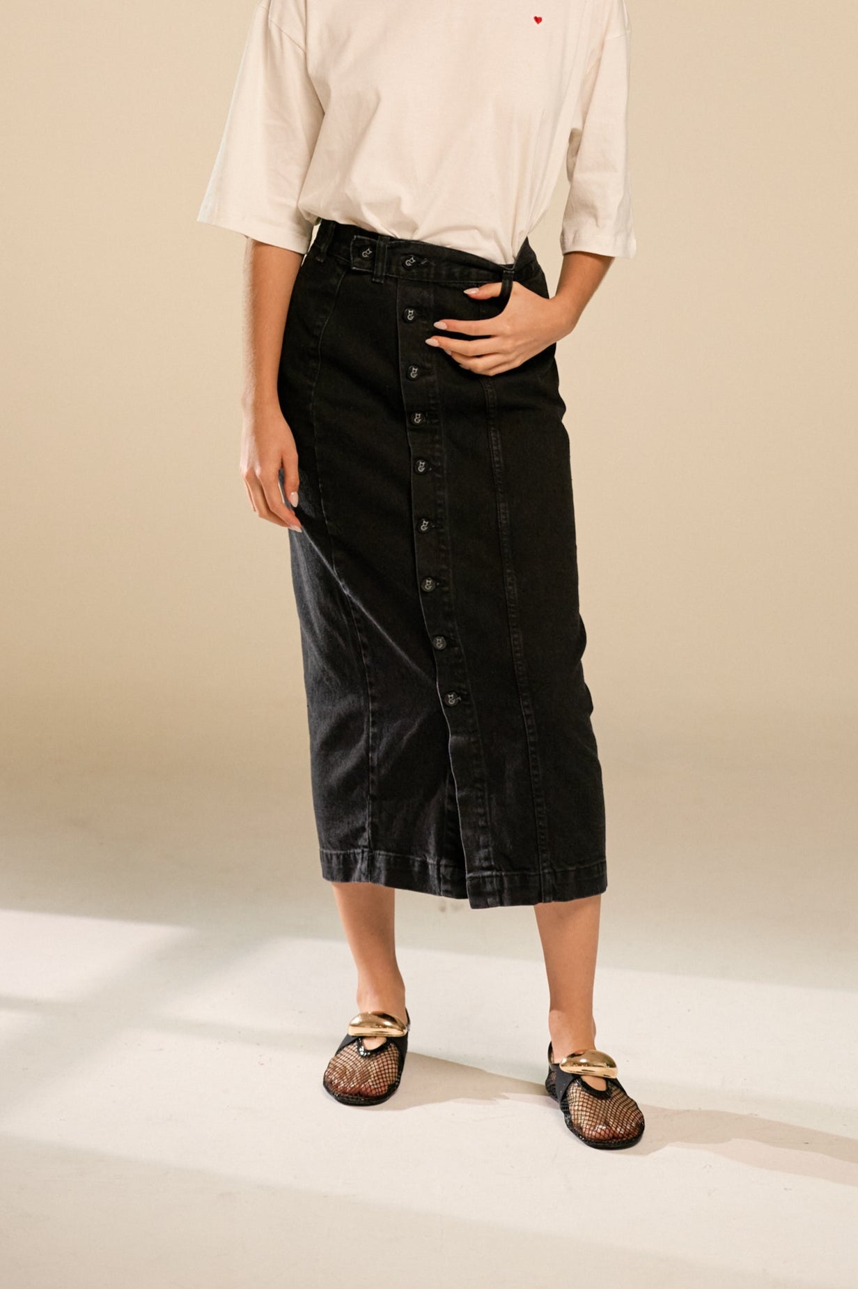 Marisa Button Down Denim Black