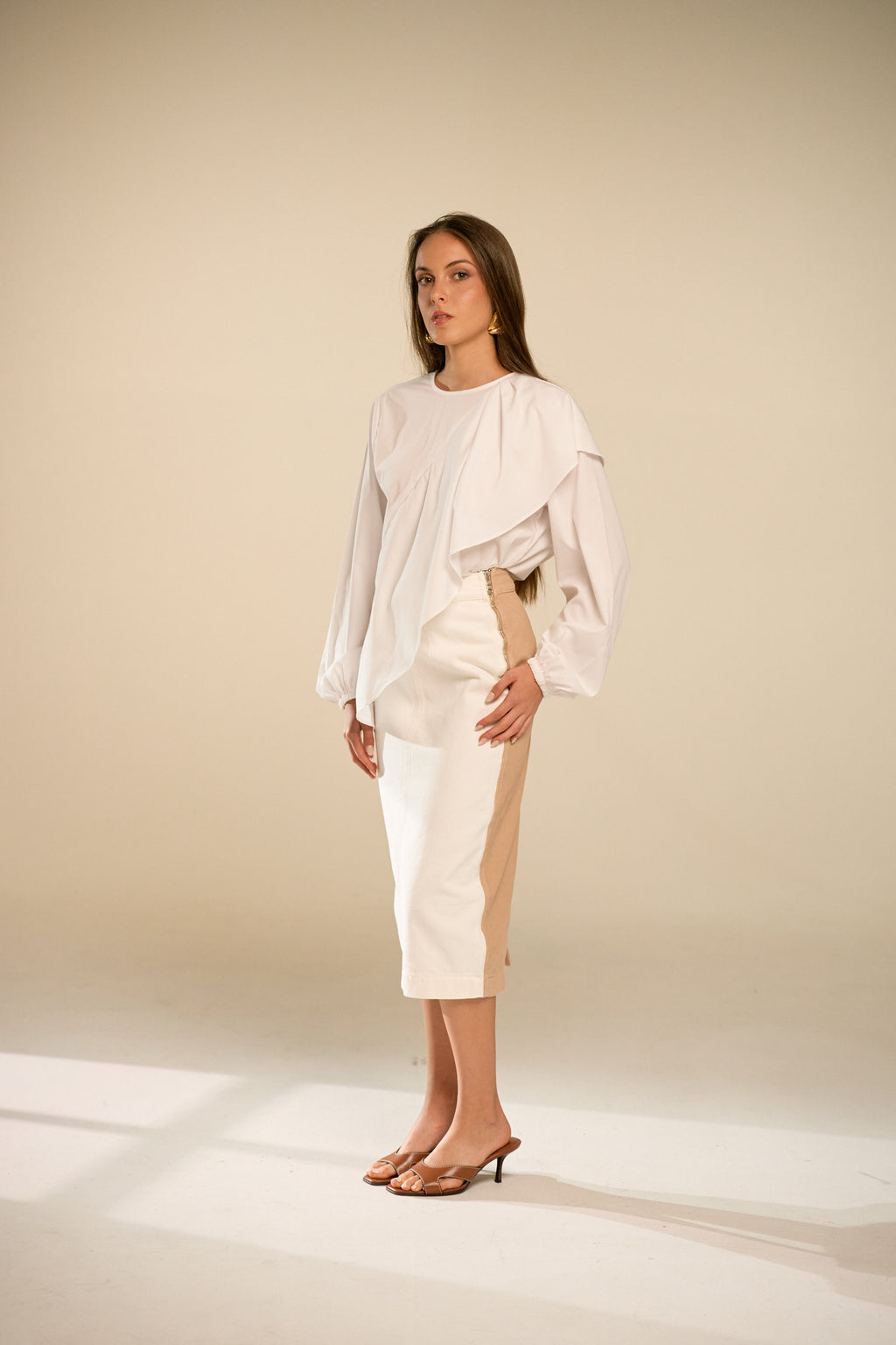 Borea Denim Two tone skirt - Cream