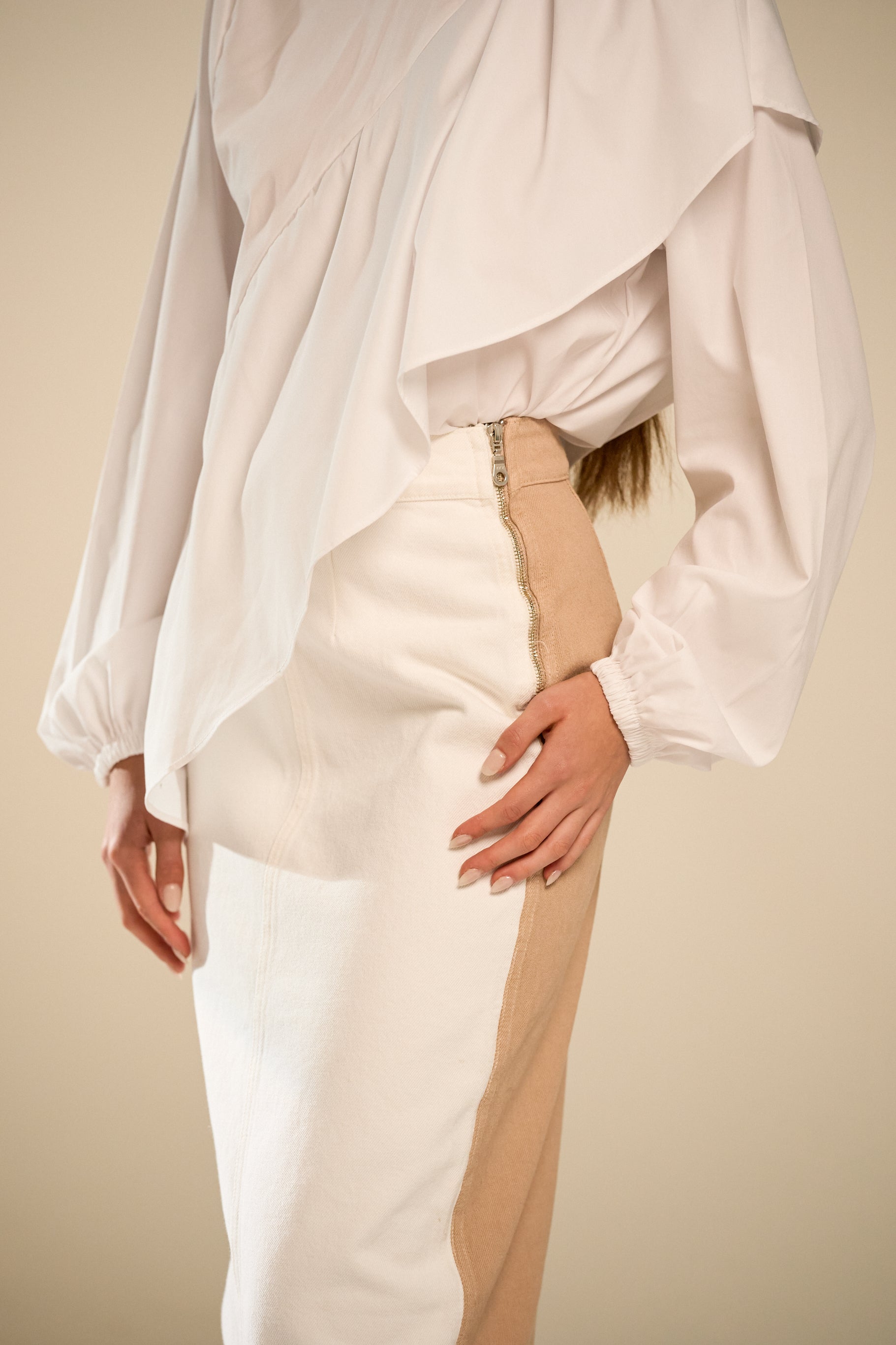 Borea Denim Two tone skirt - Cream