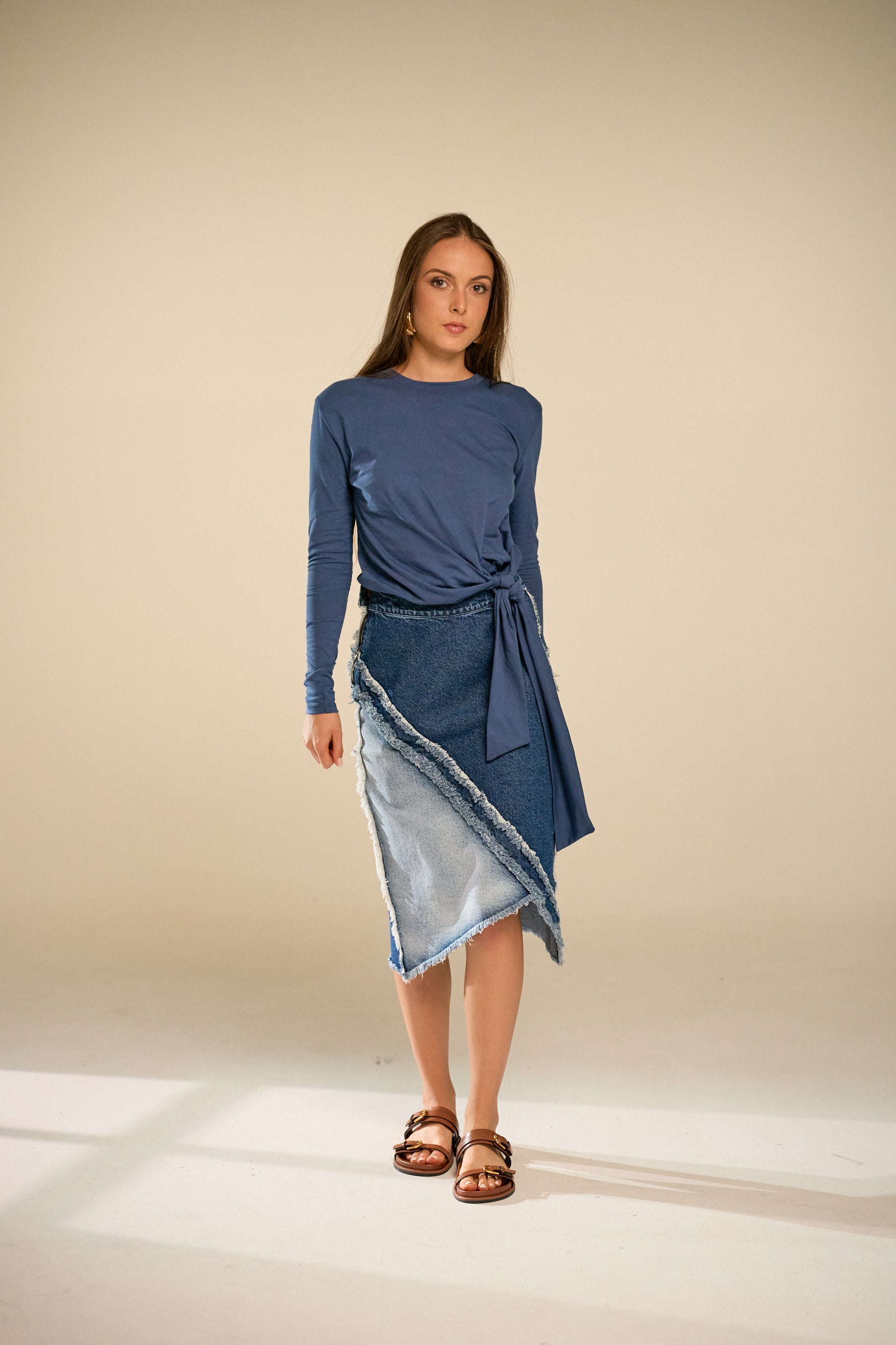Praga Crossed Denim Skirt