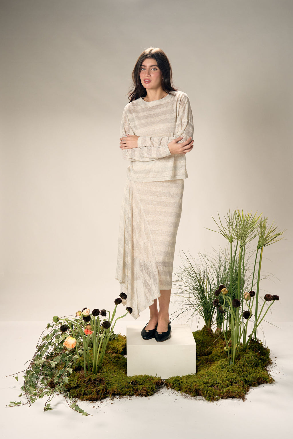 Verona Tube Skirt - Beige Grey