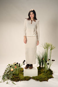 Livorno Polo Knit - Beige Stripe