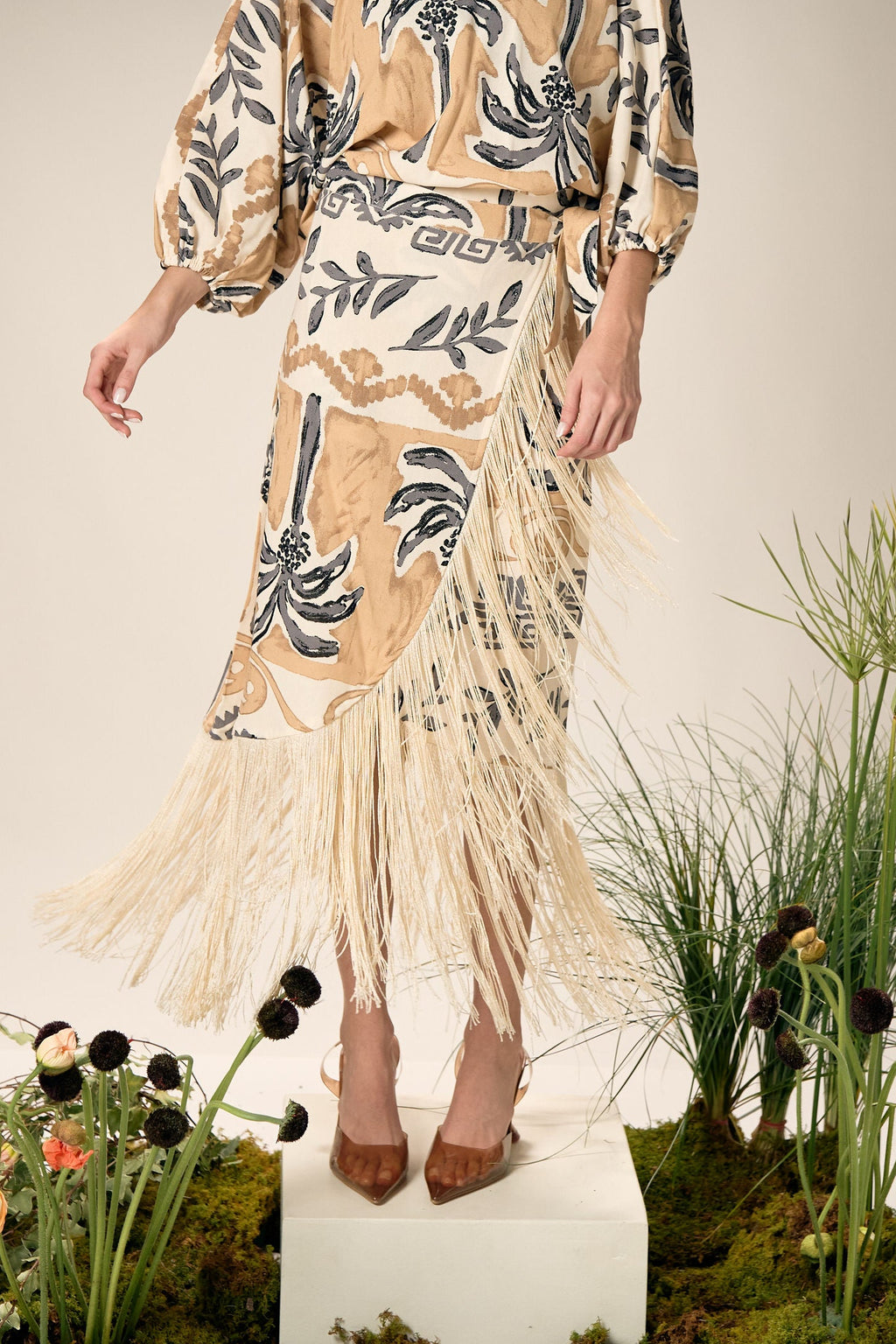 Taormina Fringe Skirt - Printed