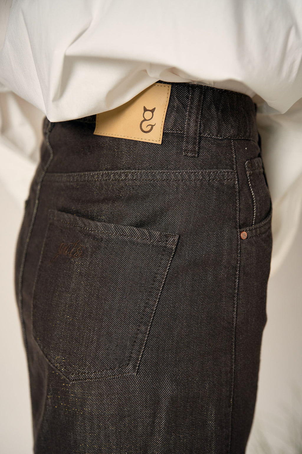 Eras Denim Skirt - Coffee detail