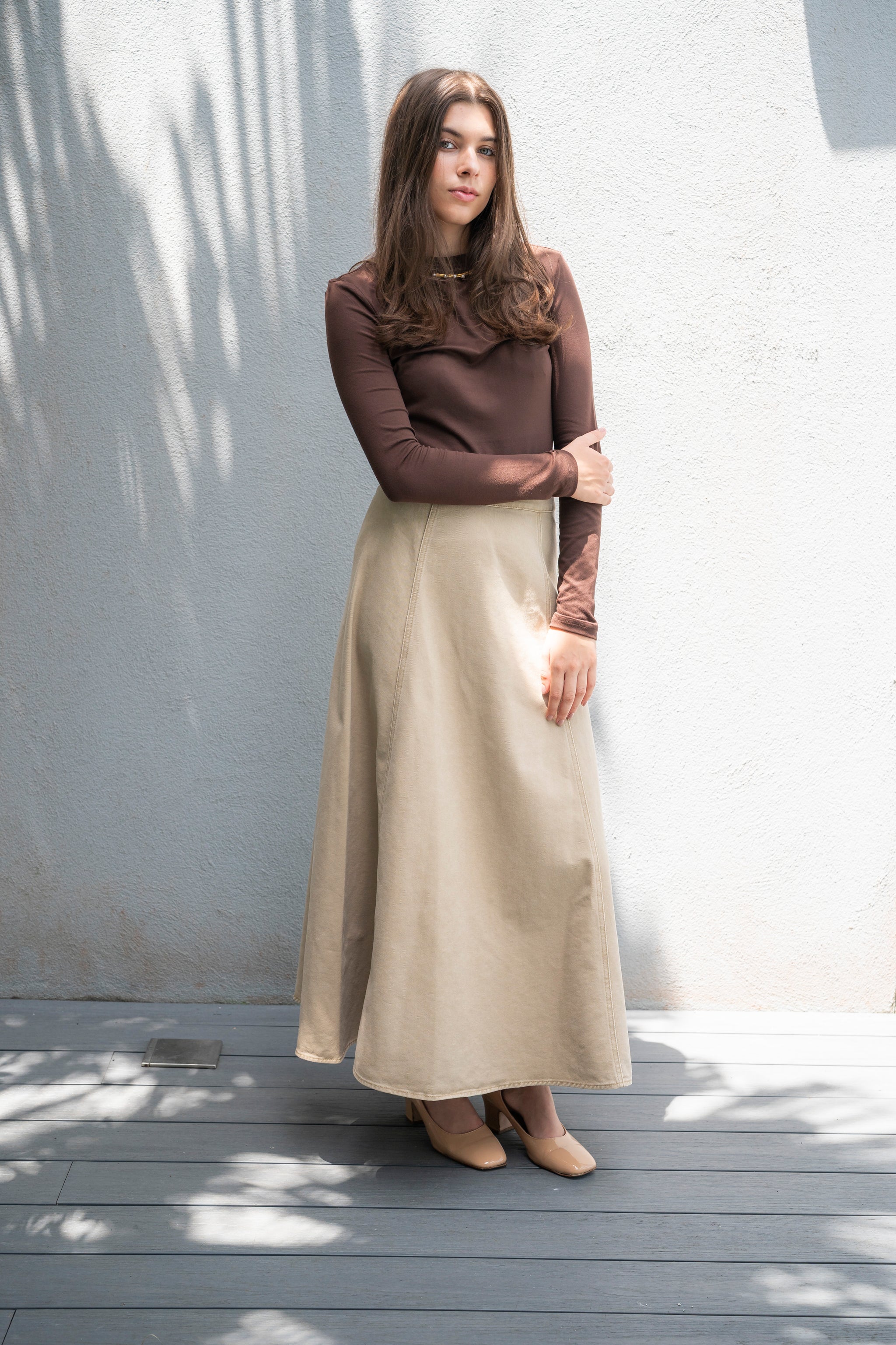 Ari beige Denim Skirt
