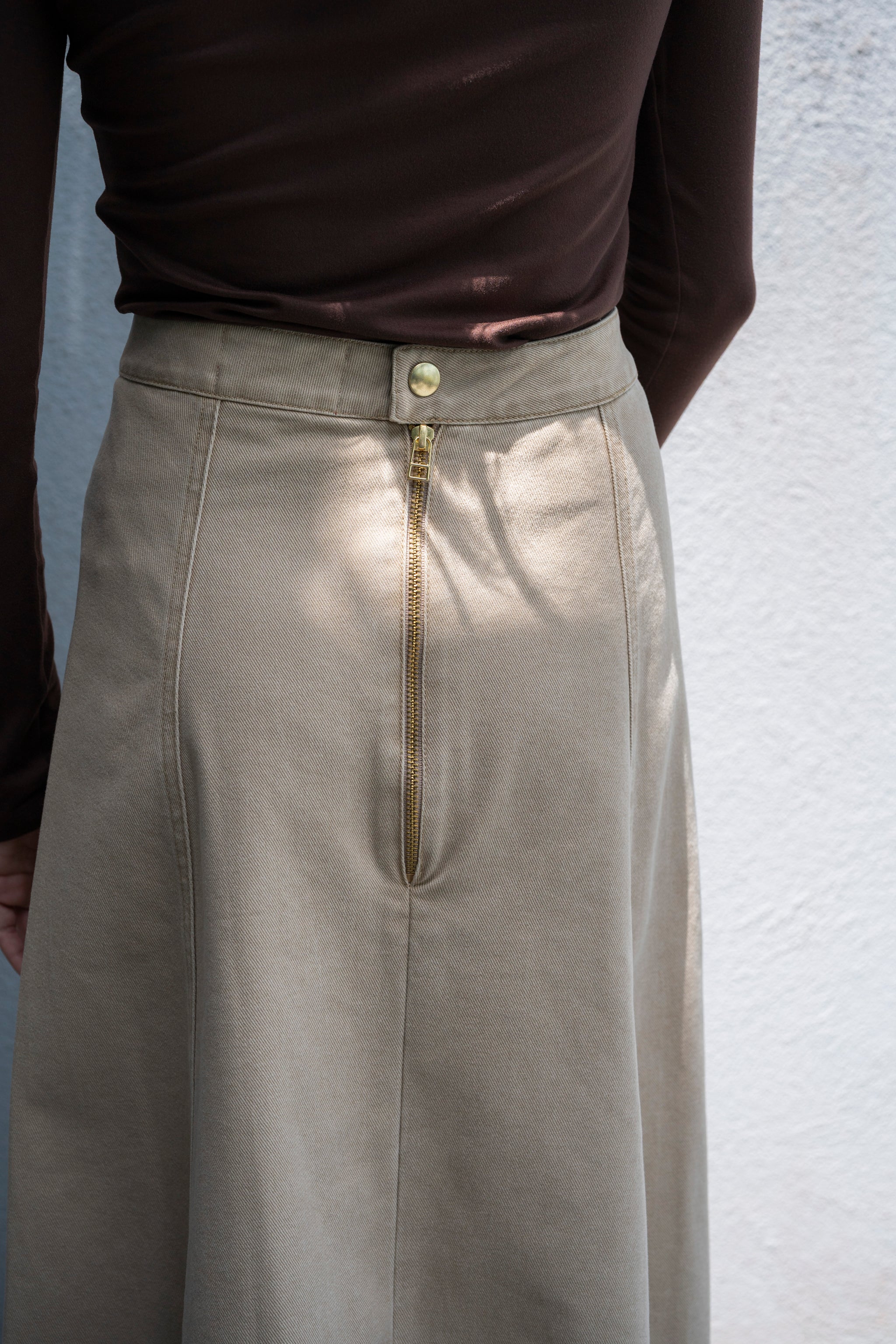 Ari beige Denim Skirt