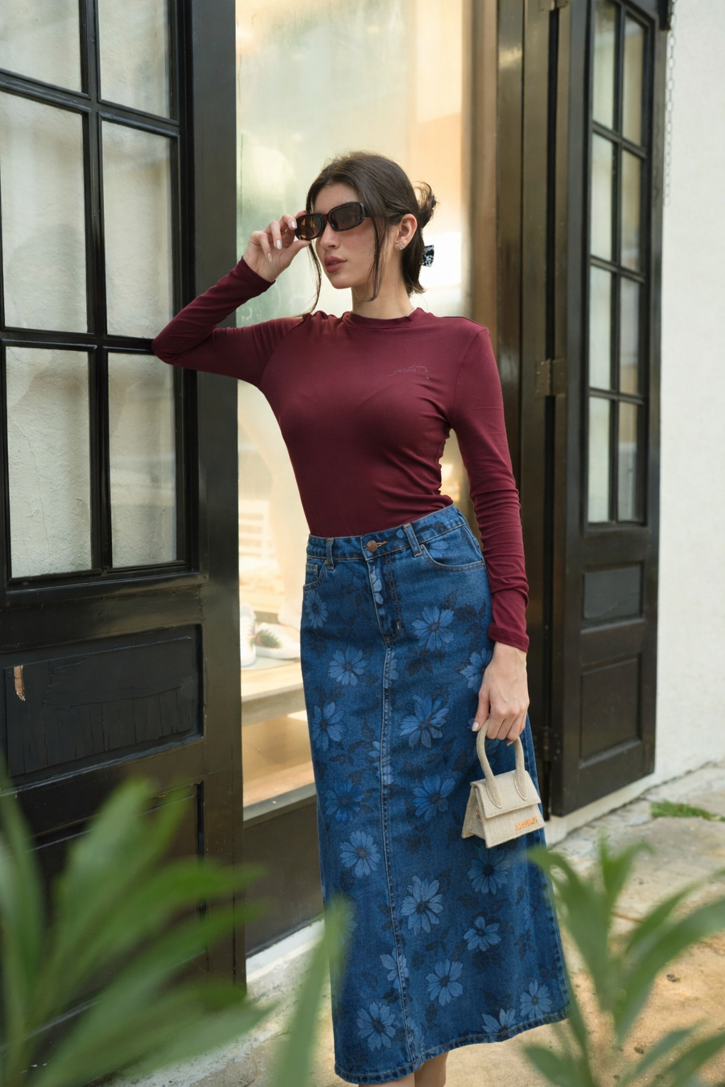 Sunflower Denim Skirt