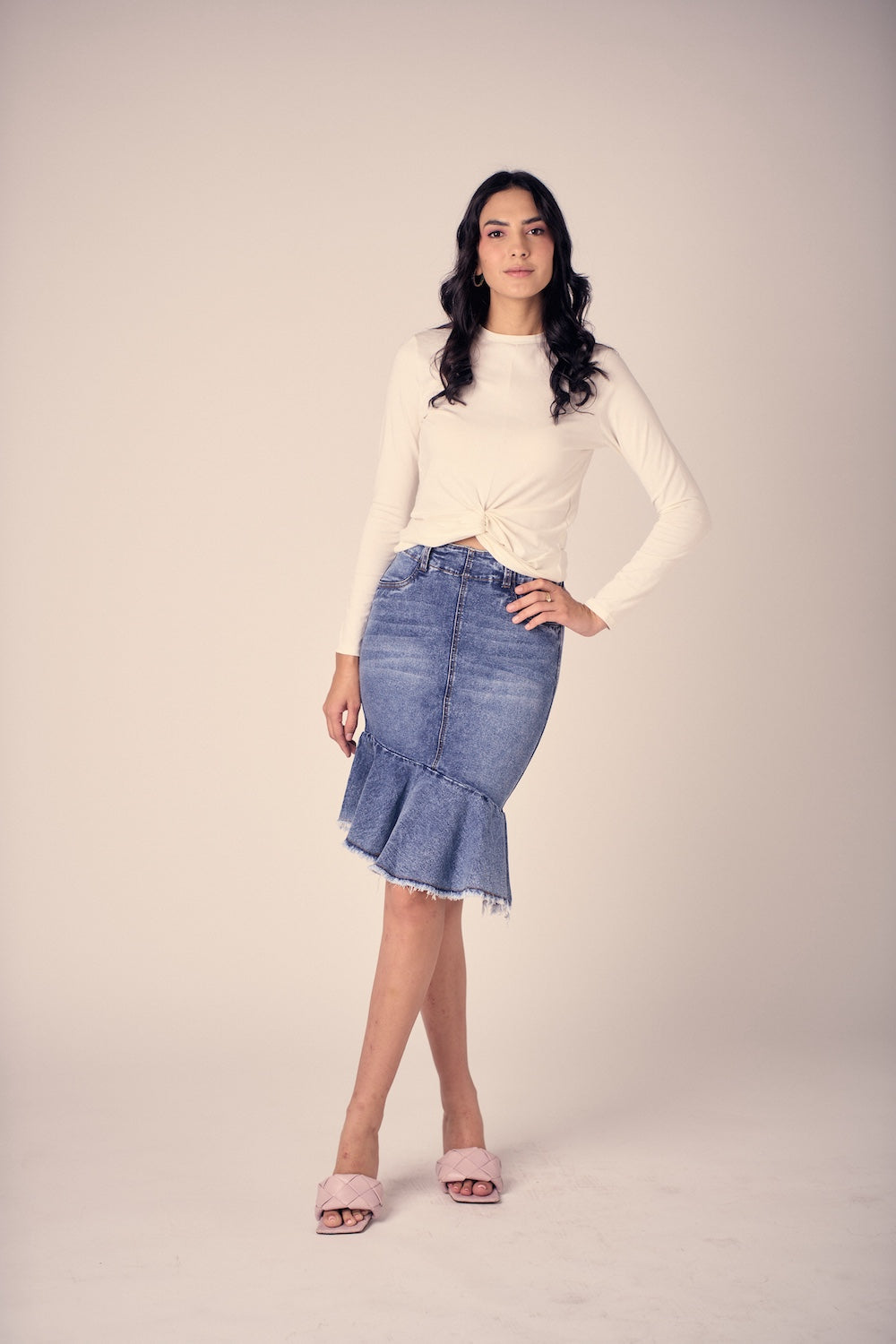 Slanted Denim Dkirt