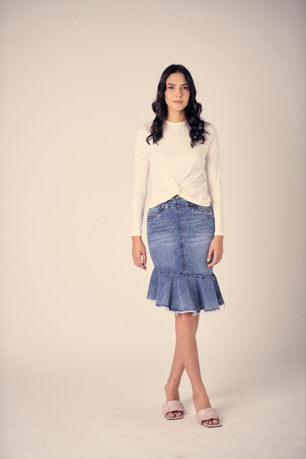 Slanted Denim Dkirt