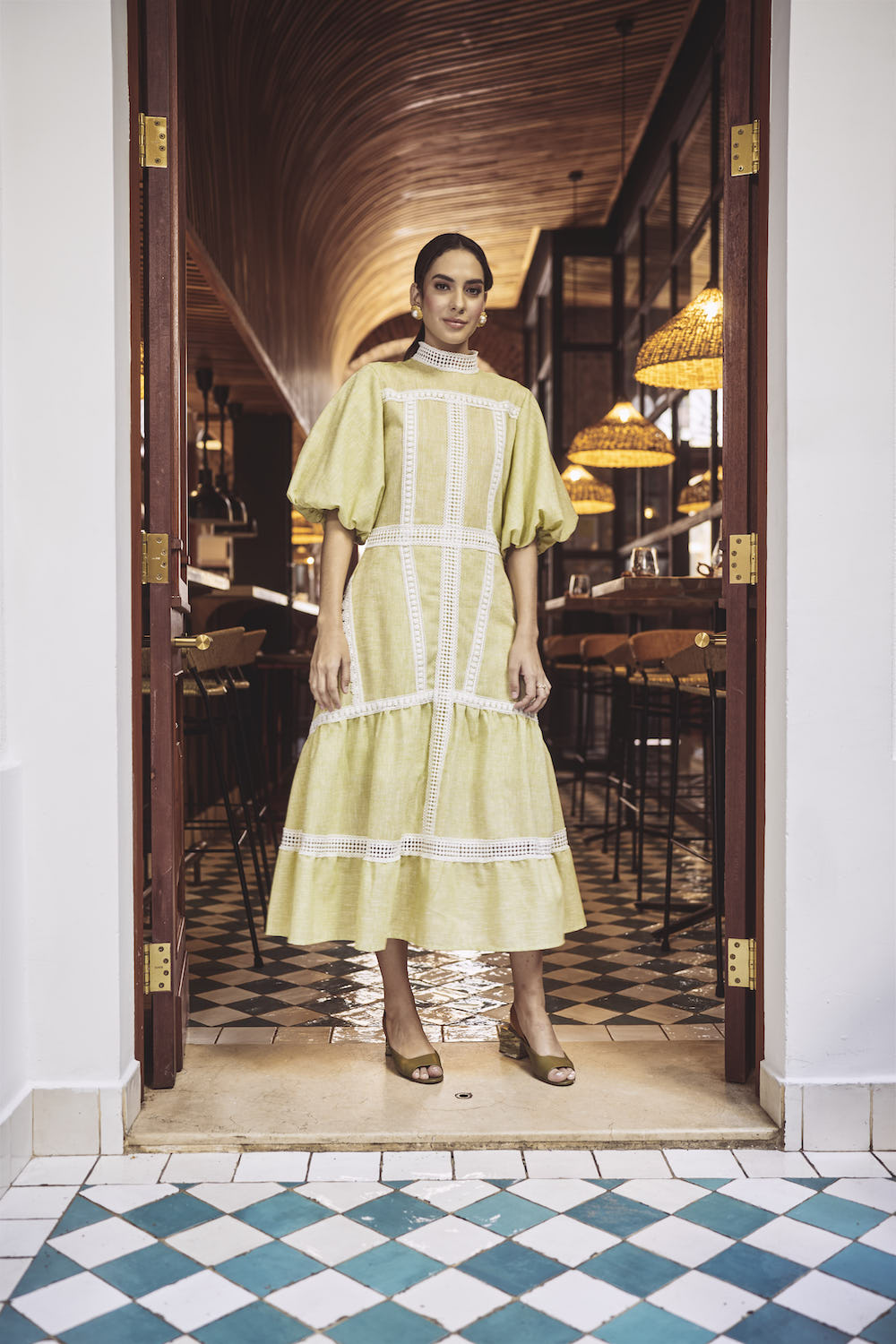 Paloma Linen Dress - Lime