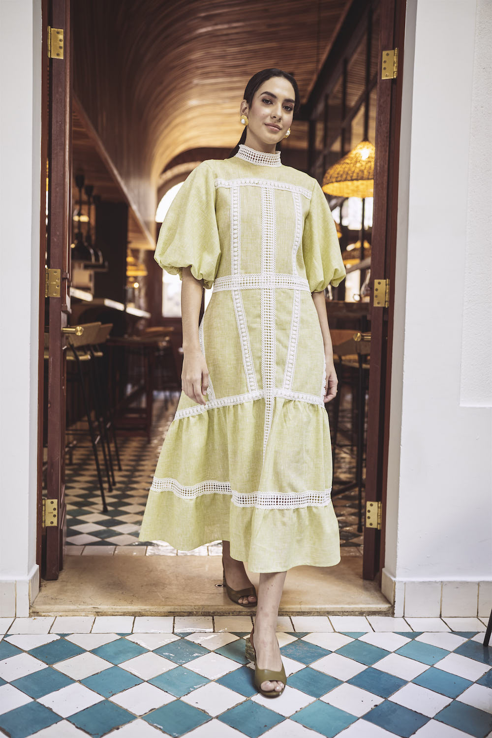 Paloma Linen Dress - Lime - PRE ORDER