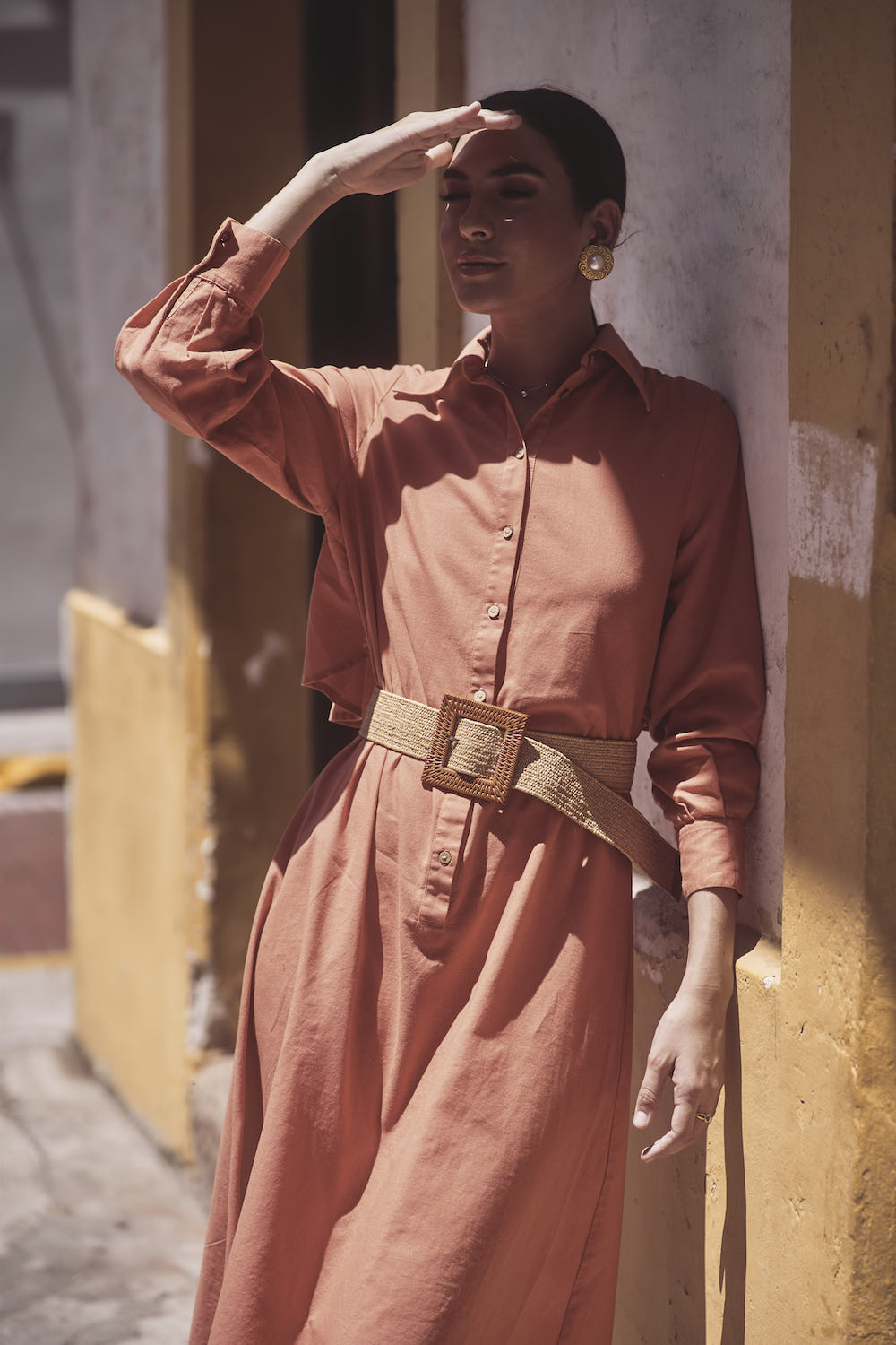 Renata Linen Dress - Coral - XS Renata Linen Dress - Coral - XS