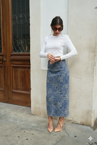 Fleure Embroidered Denim Skirt