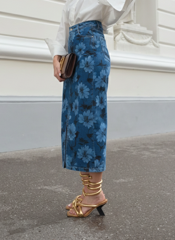 Sunflower Denim Skirt