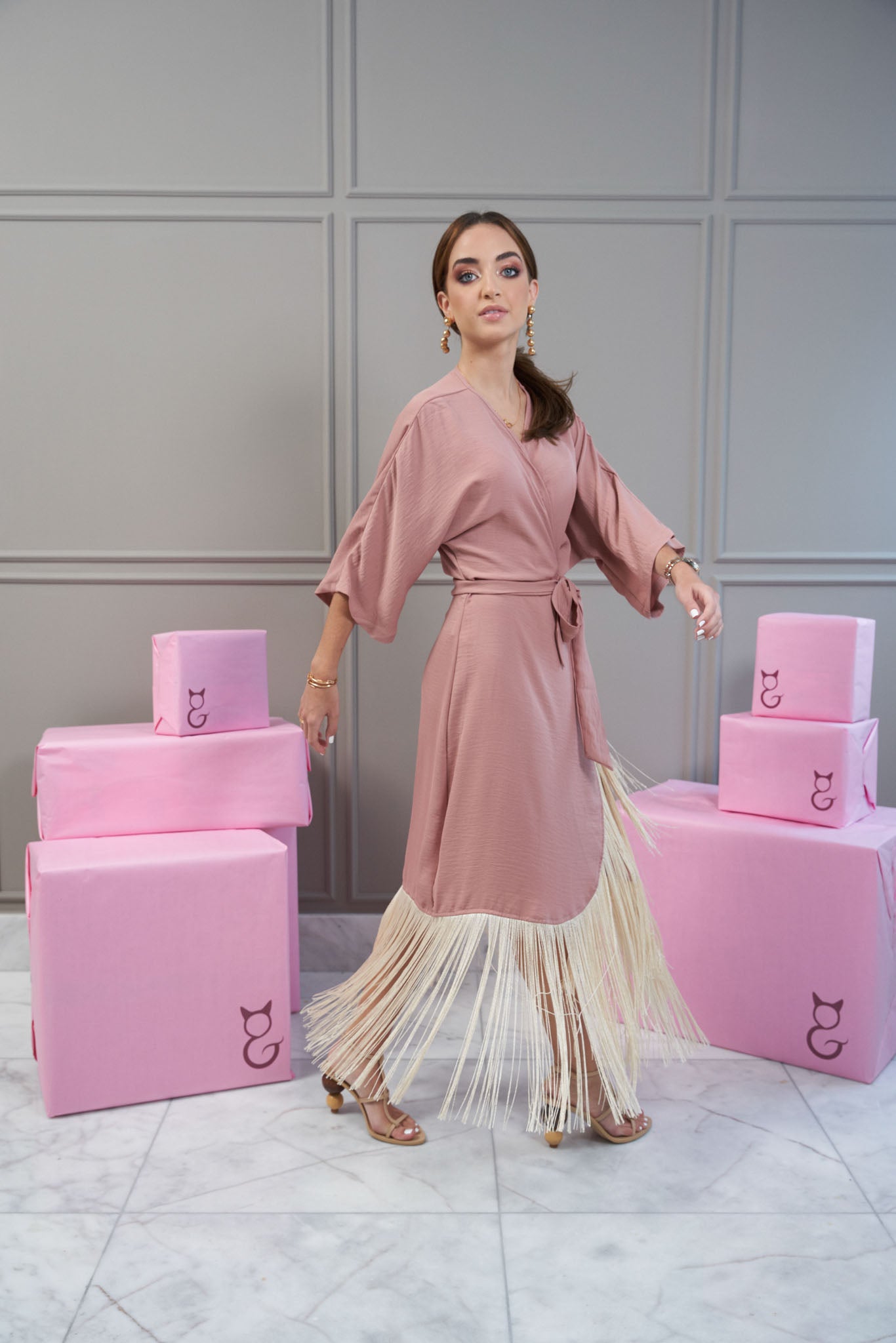 Rosé Fringes Dress