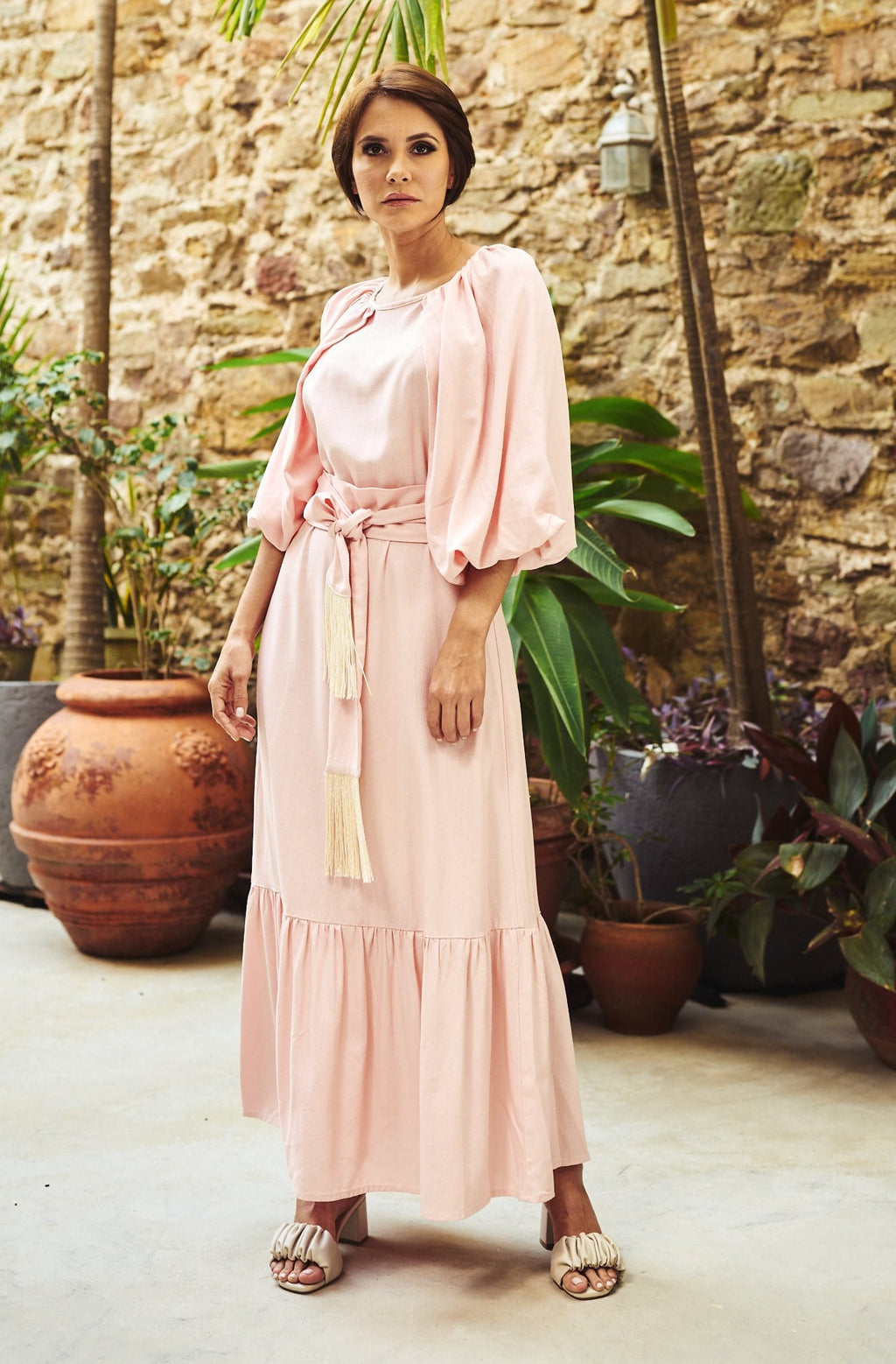 Linen Aye Amour Dress -Pink