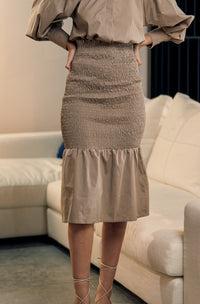 Cecilia Shirred Tube Skirt - Taupe
