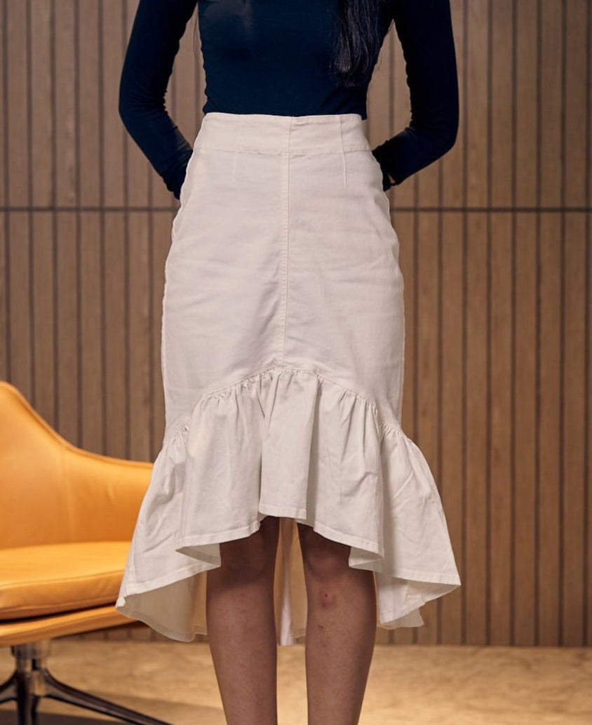 Lorena Denim Skirt - White
