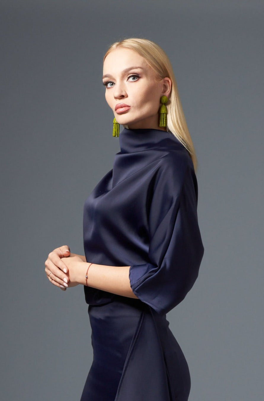 Alexa Asymmetric Shirt - Dark blue