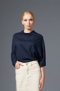 Lori Asymmetric Tshirt - NAVY