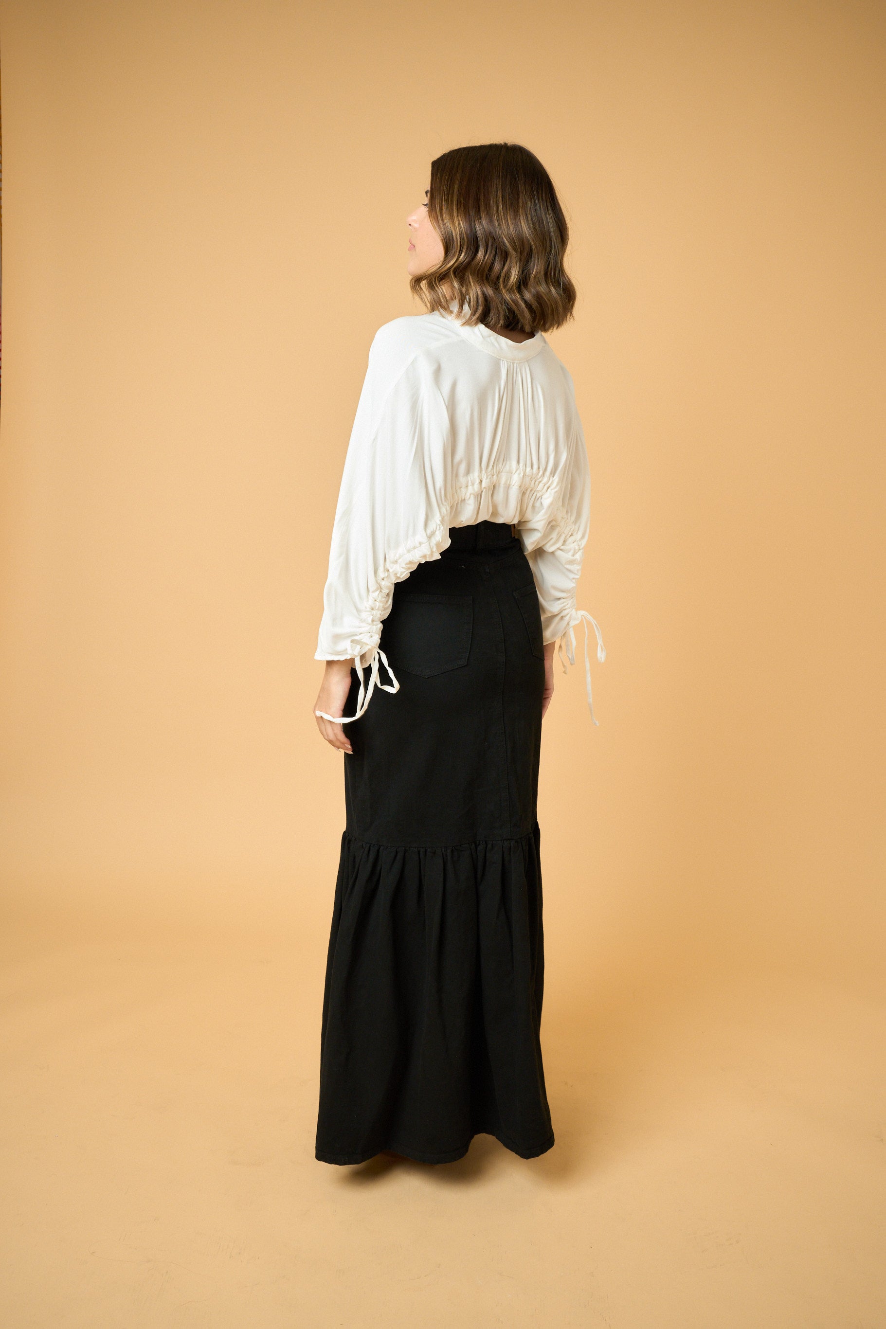 Victoria Black Denim Maxi Skirt