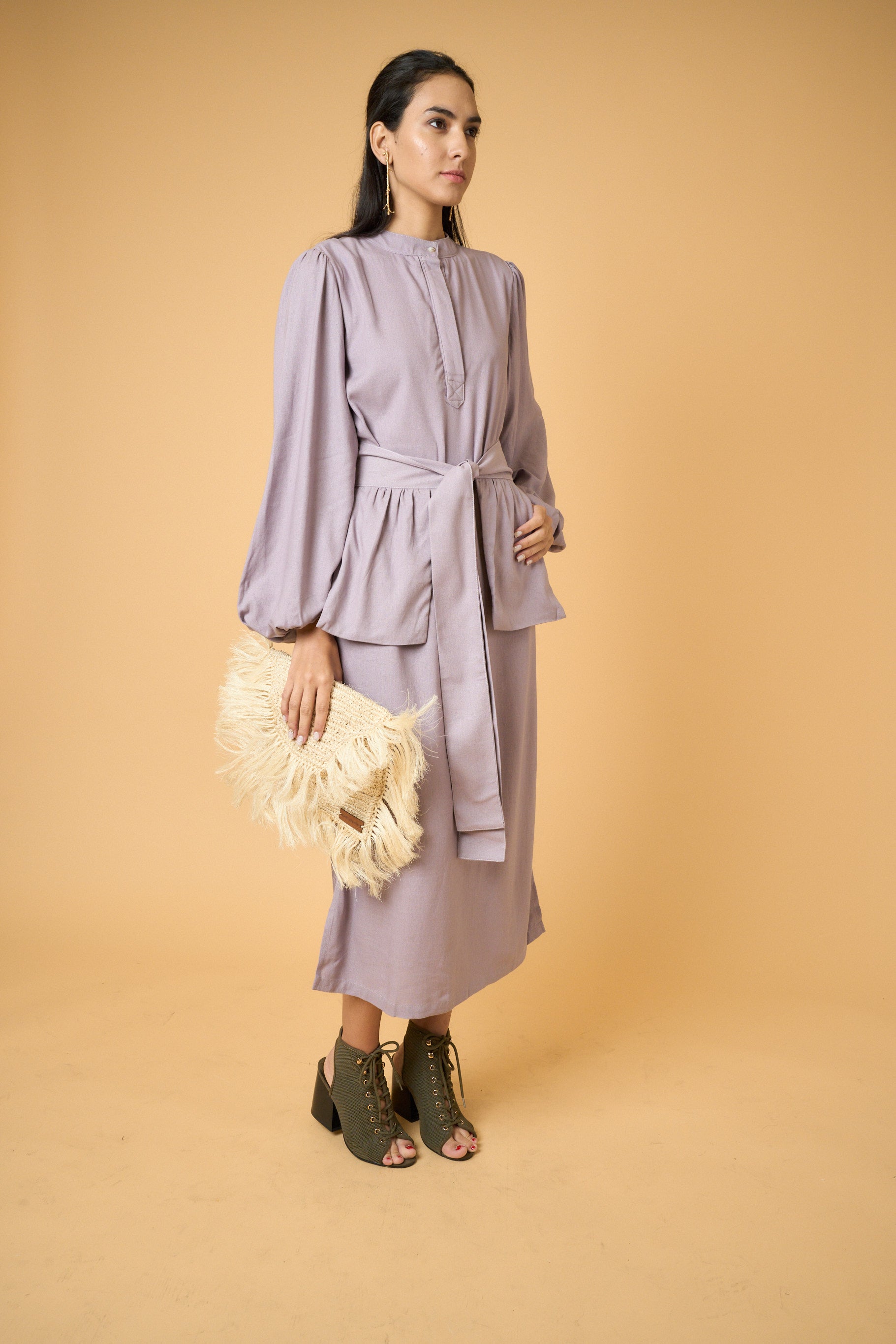 Silvya Lilac Linen Dress