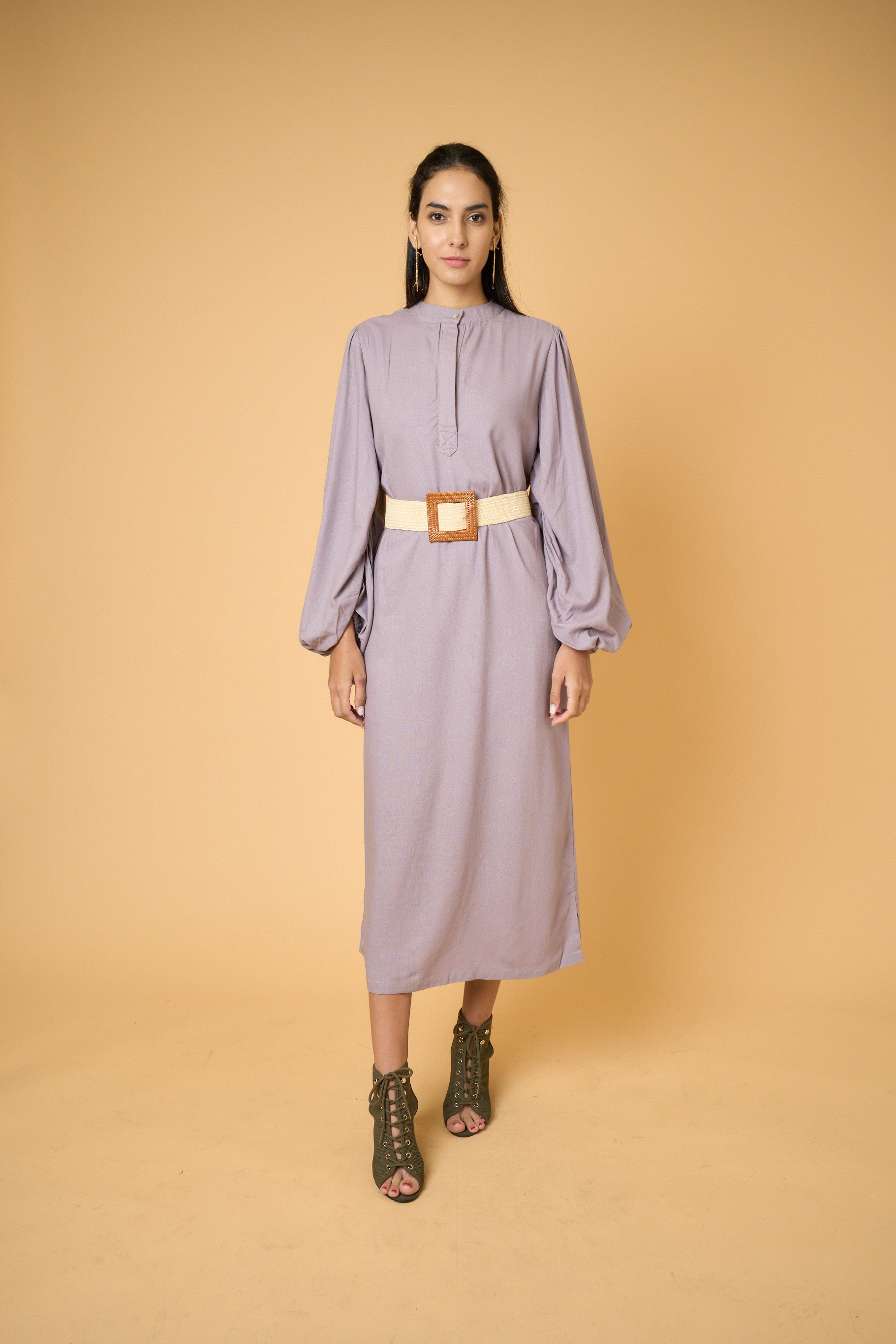 Silvya Lilac Linen Dress