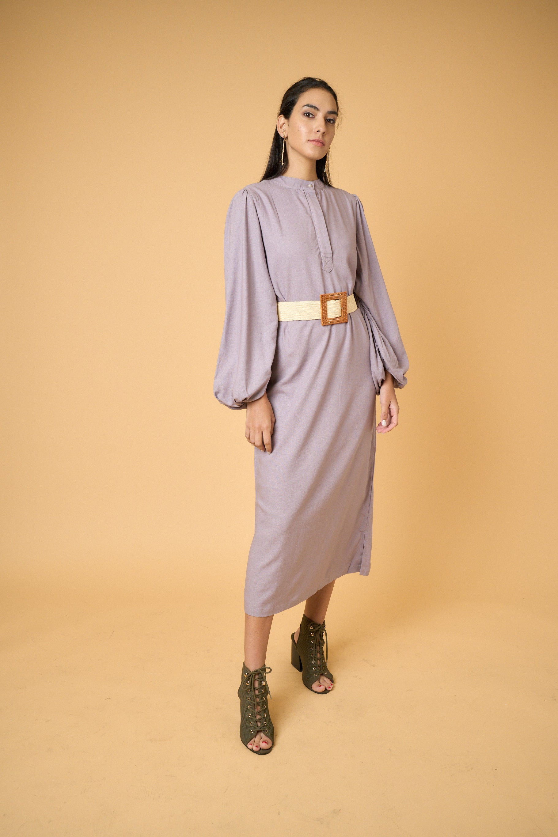 Silvya Lilac Linen Dress