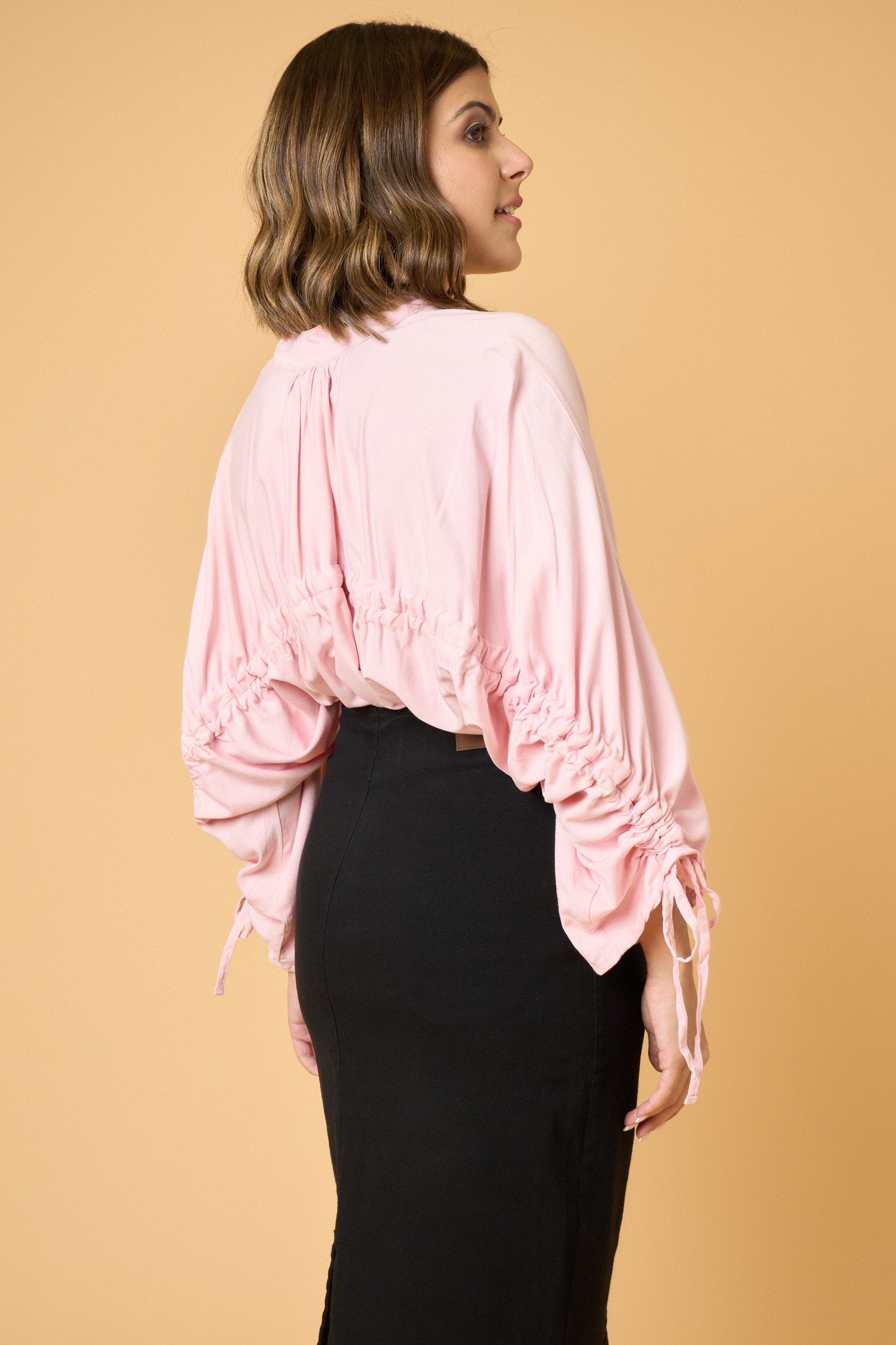 Rouched Back Shirt - Pink
